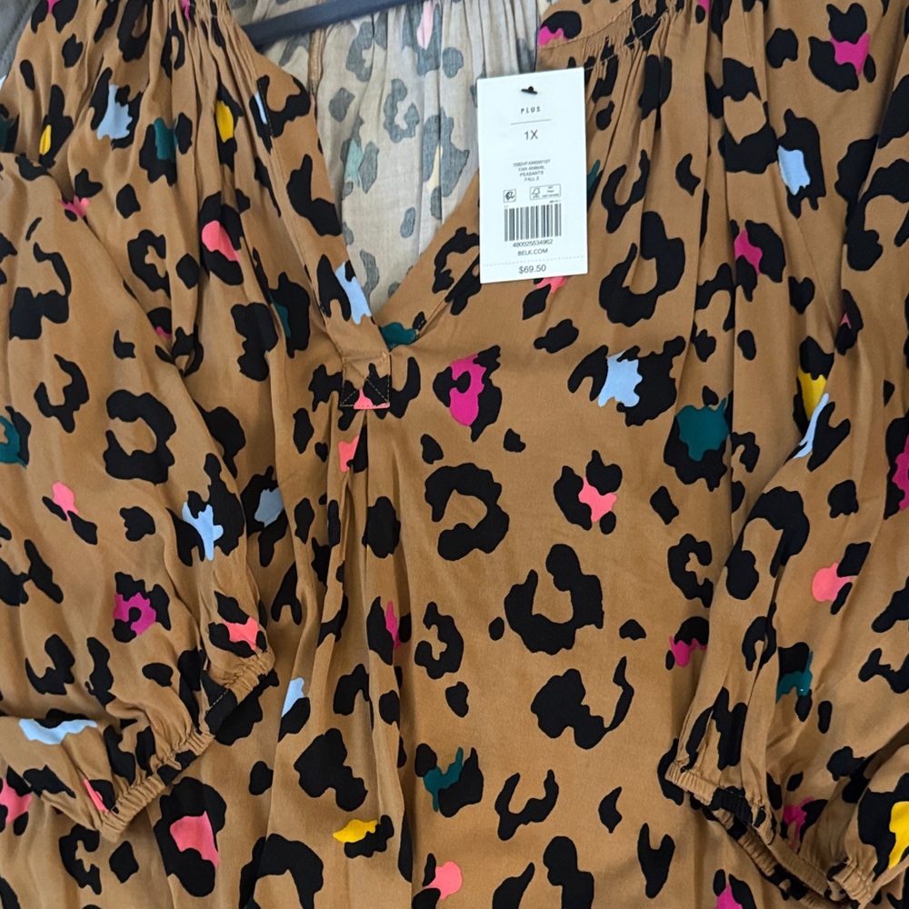 Crown & Ivy Leopard Print Blouse - Multicolor